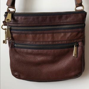 Fossil brown leather crossbody